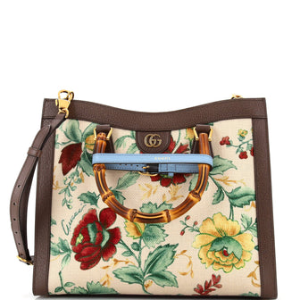 Gucci Diana NM Bamboo Handle Tote Printed Canvas Medium