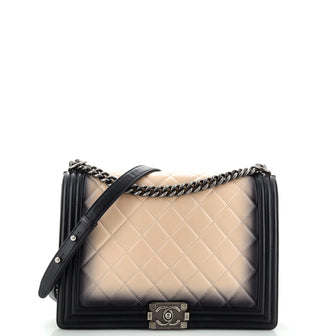 Chanel Boy Flap Bag Quilted Ombre Leather New Medium