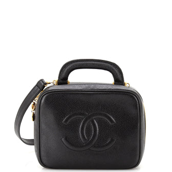 Chanel Vintage Timeless Zip Around Vanity Case Caviar Small