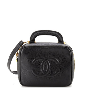 Chanel Vintage Timeless Zip Around Vanity Case Caviar Small