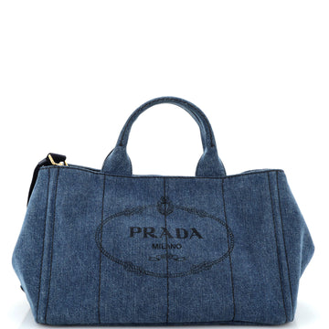 Prada Canapa Convertible Tote Denim Medium