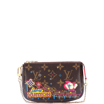 Louis Vuitton Pochette Accessoires Limited Edition Vivienne Xmas Monogram Canvas Mini
