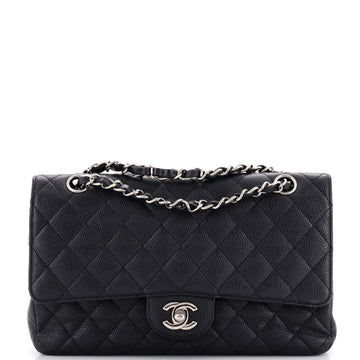Chanel Vintage Classic Double Flap Bag Quilted Caviar Medium