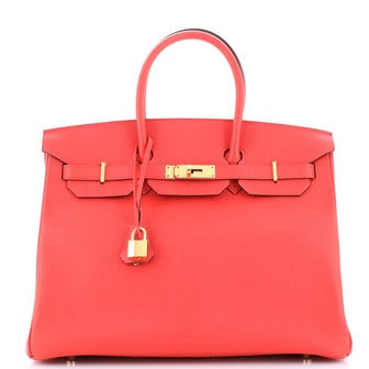 Hermes Birkin Handbag Red Epsom with Gold Hardware 35
