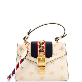 Gucci Sylvie Top Handle Bag Printed Leather Mini