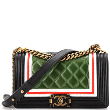 Chanel Crest Boy Flap Bag Quilted Lambskin Old Medium