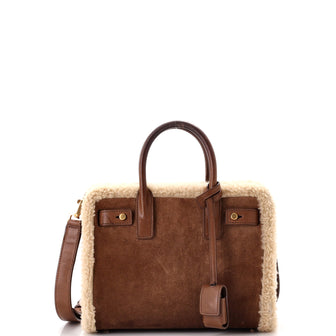 Saint Laurent Sac de Jour Bag Suede with Shearling Nano