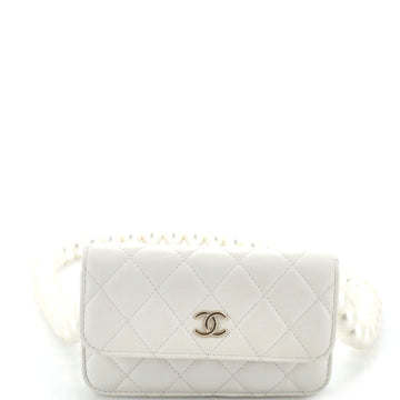 Chanel Pearl Strap Clutch with Chain Quilted Calfskin