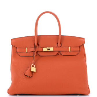 Hermes Birkin Handbag Orange Togo with Gold Hardware 35