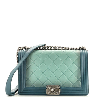 Chanel Boy Flap Bag Quilted Ombre Leather New Medium
