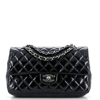 Chanel Classic Double Flap Bag Quilted Patent Medium