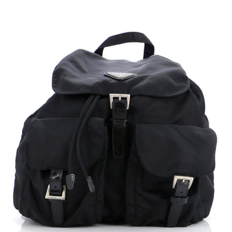 Prada Double Pocket Buckle Backpack Tessuto Medium