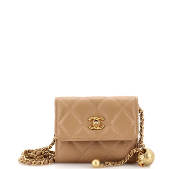 Chanel Pearl Crush Flap Clutch with Chain Quilted Lambskin Mini