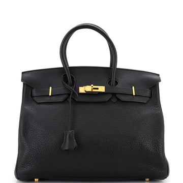 Hermes Birkin Handbag Black Togo with Gold Hardware 35