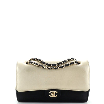 Chanel Bicolor Classic Duo Double Flap Bag Caviar and Iridescent Calfskin Medium