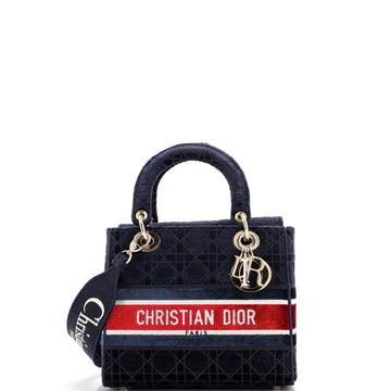 Christian Dior Lady D-Lite Bag Cannage Embroidered Velvet Medium