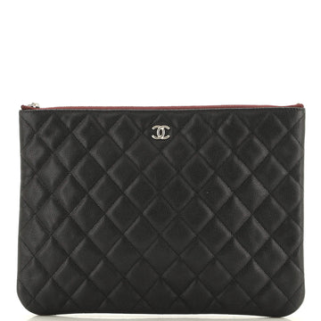 Chanel O Case Clutch Quilted Caviar Medium