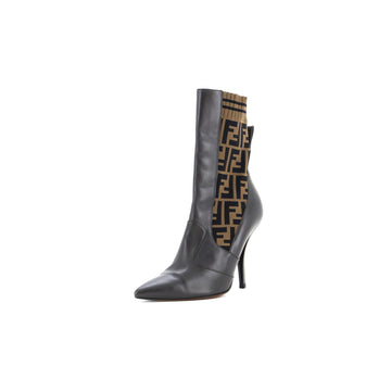 Fendi Women's Sock Ankle Boots Leather with Knit