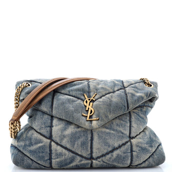 Saint Laurent Loulou Puffer Shoulder Bag Quilted Vintage Denim Medium