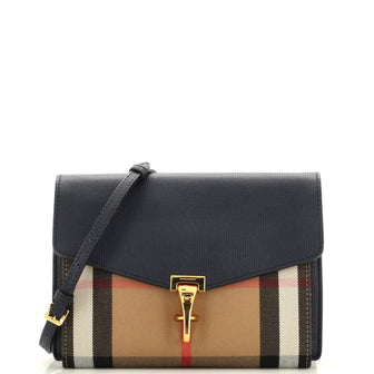 Burberry Macken Crossbody Bag Leather and House Check Canvas Small