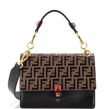 Fendi Kan I Bag Zucca Embossed Leather Medium