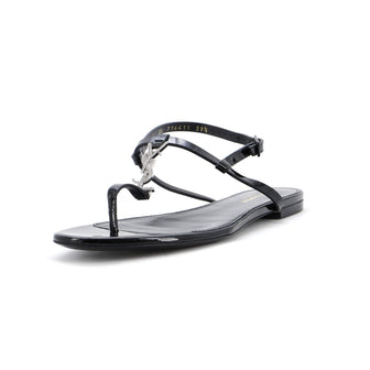 Saint Laurent Women's Monogram T-Strap Sandals Patent
