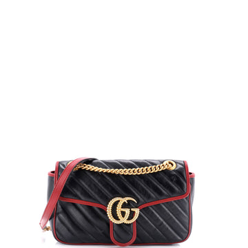 Gucci GG Marmont Flap Bag Diagonal Quilted Leather Small