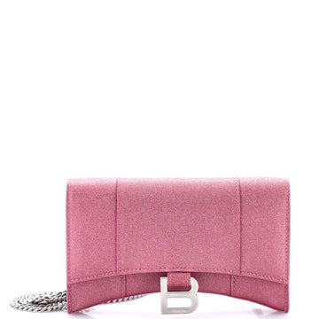 Balenciaga Hourglass Chain Wallet Glitter Leather