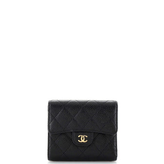 Chanel CC Compact Classic Flap Wallet Quilted Caviar