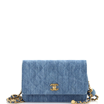 Chanel Pearl Crush Wallet on Chain Quilted Denim