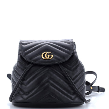 Gucci GG Marmont Drawstring Backpack Matelasse Leather Mini