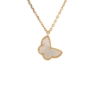 Van Cleef & Arpels Sweet Alhambra Butterfly Pendant Necklace 18K Yellow Gold and Mother of Pearl