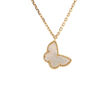 Van Cleef & Arpels Sweet Alhambra Butterfly Pendant Necklace 18K Yellow Gold and Mother of Pearl