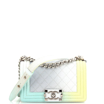Chanel Rainbow Boy Flap Bag Quilted Painted Caviar Small