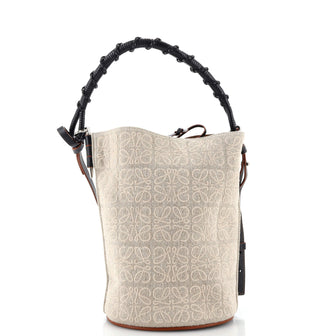 Loewe Gate Top Handle Bucket Bag Anagram Canvas and Leather
