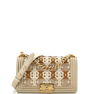 Chanel Boy Flap Bag Woven Leather Old Medium