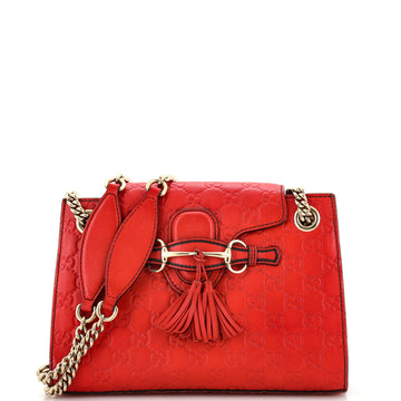Gucci Emily Chain Flap Shoulder Bag Guccissima Leather Small
