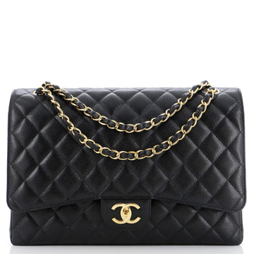 Chanel Classic Double Flap Bag Quilted Caviar Maxi