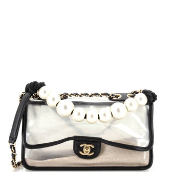 Chanel Sand By The Sea Pearl Flap Bag PVC with Lambskin Medium