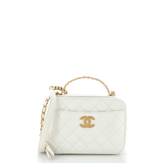 Chanel Pick Me Up Logo Handle Vanity Case Quilted Caviar Small
