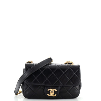 Chanel Crystal Pearls Chain Flap Bag Quilted Calfskin Small