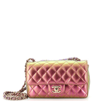 Chanel Classic Single Flap Bag Quilted Iridescent Lambskin Mini