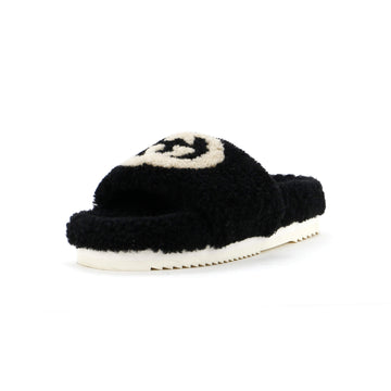 Gucci Women's Eileen Interlocking G Sandals Shearling