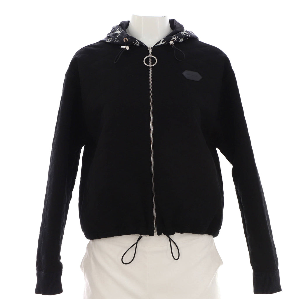 LOUIS VUITTON ルイヴィトン ブラック ジップアップトレーナー Louis Vuitton Women's Zip Up Hoodie Quilted Cotton Blend 286918