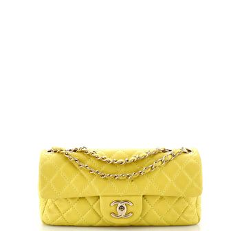 Chanel Classic Single Flap Bag Quilted Lambskin East West