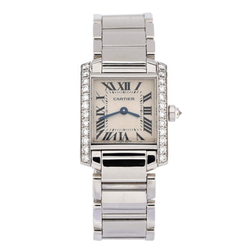 Cartier Tank Francaise Quartz Watch White Gold with Diamond Bezel 20