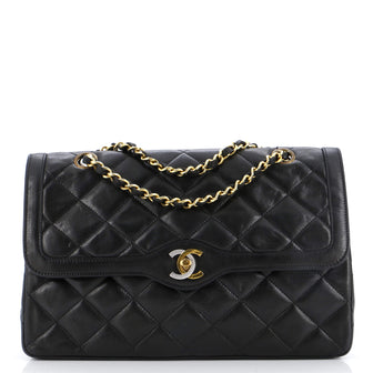 Chanel Vintage Two Tone CC Flap Bag Quilted Lambskin Medium
