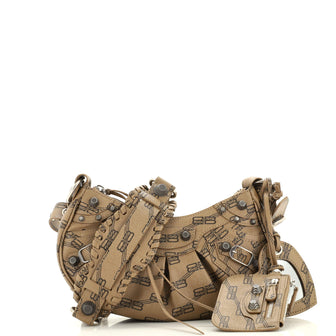 Balenciaga Le Cagole Giant Studs Shoulder Bag BB Monogram Coated Canvas XS