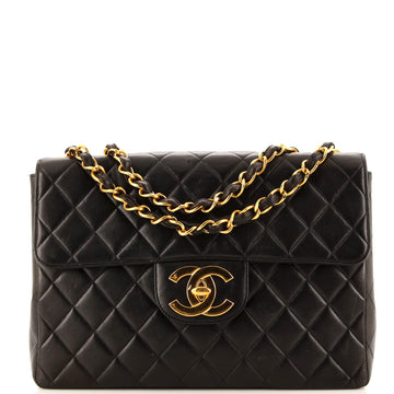 Chanel Vintage Classic Single Flap Bag Quilted Lambskin Jumbo