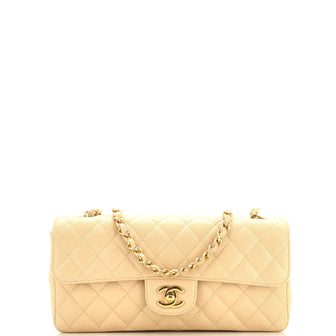 Chanel Classic Single Flap Bag Quilted Caviar East West